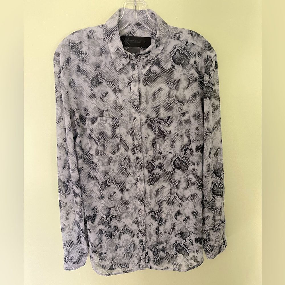 Women’s Kardashian Kollection Sheer Python Print Blouse Size S